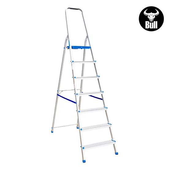 ESCALERA ALUMINIO TIPO BANQUETA 7 PASOS 150KG 1.50m AB150-7IA AMERICAN BULL