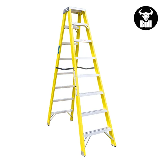 ESCALERA FIBRA TIJERA DOBLE ACCESO 8 PASOS 150KG 2.44m FTD150-8IA AMERICAN BULL