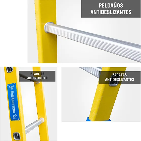 ESCALERA FIBRA TIPO ARRIMO 10 PASOS 150KG 3.05m FA150-10IA AMERICAN BULL