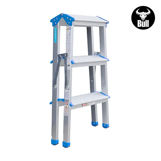 ESCALERA ALUMINIO TIPO BANQUETA DOBLE 3 PASOS 150KG 0.66m ABD150-3IA AMERICAN BULL