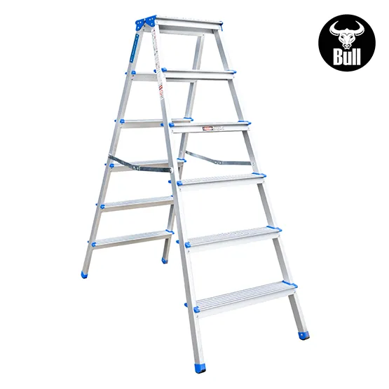 ESCALERA ALUMINIO TIPO BANQUETA DOBLE 6 PASOS 150KG 1.32m ABD150-6IA AMERICAN BULL