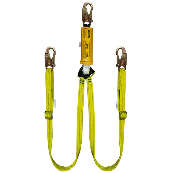 LÍNEA CONEXIÓN DOBLE, REGULABLE, 1.8m, AMORTIGUADOR, 3 GANCHO 3/4