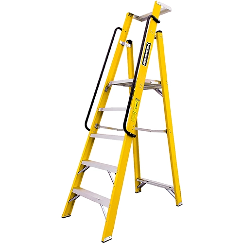 ESCALERA FIBRA TIPO PLATAFORMA 8 PASOS 136KG ALT PLAT 2.29 FTP136-8IA AMERICAN BULL