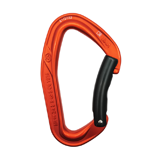 MOSQUETON ERGONOMICO ALUMINIO NARANJA SEGURO SIMPLE AUTOMATICO O SEGURO AUTOMATICO 24 kN CE-EN 12275-UIAA ACE BENT 4131151 ARMBURY
