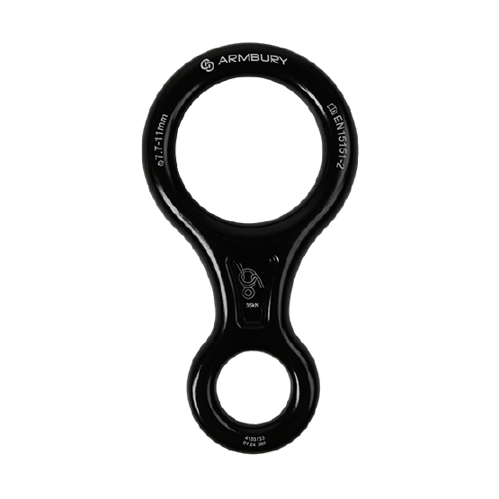 DESCENSOR TIPO OCHO ALUMINIO NEGRO 35 kN EN 15151-2 FIGURE 8 4153133 ARMBURY