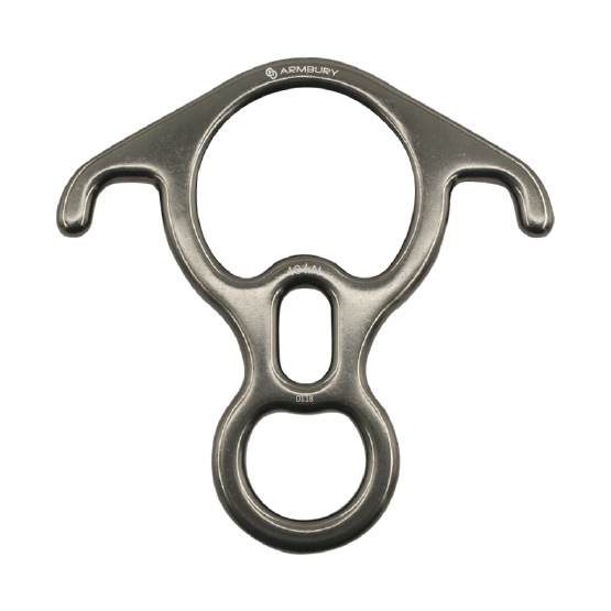DESCENSOR TIPO OCHO CON OREJAS ALUMINIO GRIS 40 kN EN 15151-2 FIGURE 8 RES 4153252 ARMBURY