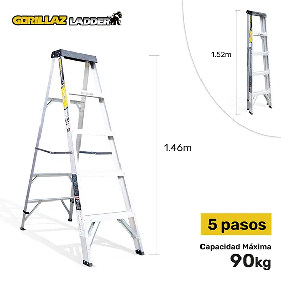 ALUMINIO ESCALERA TIJERA SIMPLE 1.53m GATS5-III GORILLAZ 90KG