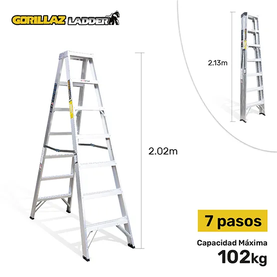 ALUMINIO ESCALERA TIJERA DOBLE 2.13m GATD7-II GORILLAZ 102KG