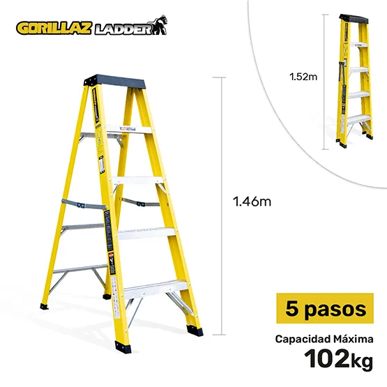 FIBRA ESCALERA TIJERA SIMPLE 1.53m GFTS5-II GORILLAZ 102KG