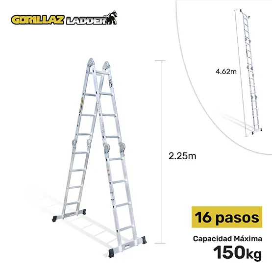 ALUMINIO ESCALERA MULTIPROPOSITO GAM16-IA+ PASOS GORILLAZ 150KG