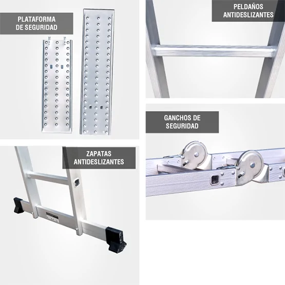 ALUMINIO ESCALERA MULTIPROPOSITO GAM16-IA+ PASOS GORILLAZ 150KG