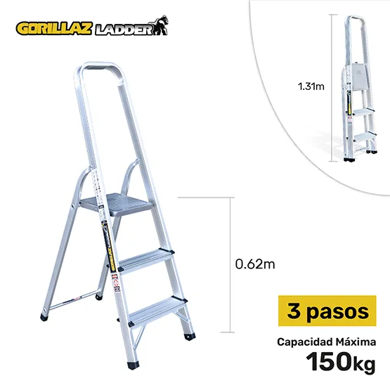 ALUMINIO ESCALERA BANQUETA 0.62m GAB3-IA GORILLAZ 150KG