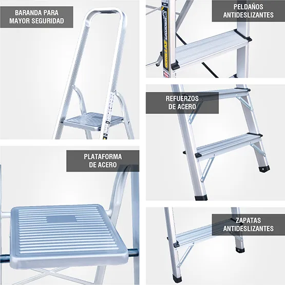 ALUMINIO ESCALERA BANQUETA 0.84m GAB4-IA GORILLAZ 150KG